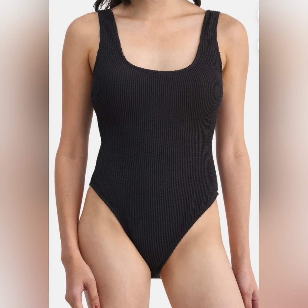 Black Crinkle One-Piece Women's Swimsuit